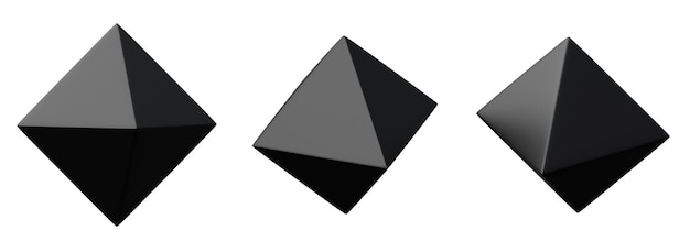 3d Geometry Octahedron Black Metallic Color реалистичный дизайн элемента рендеринга