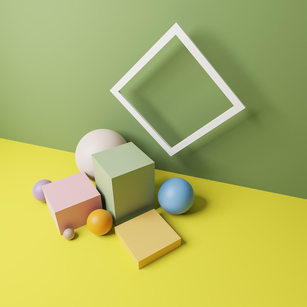 Photo 3d geometry on pastel colour background