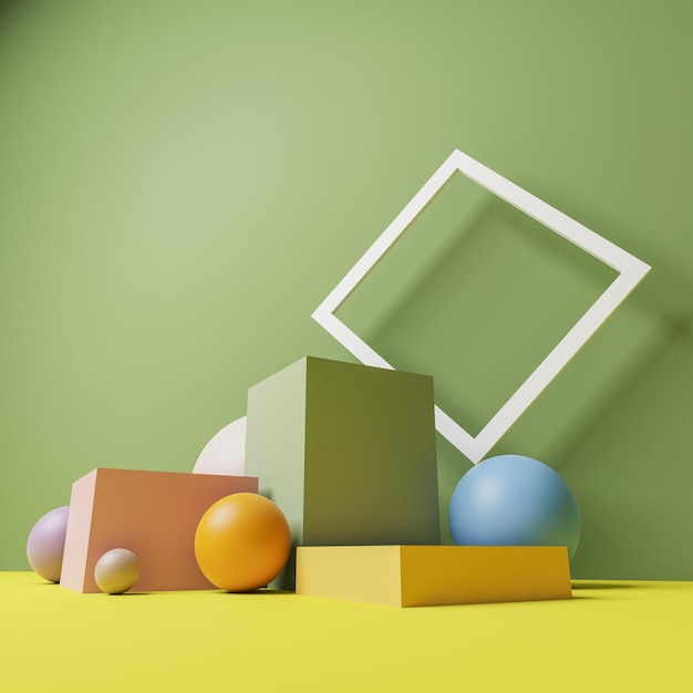 3d geometry on pastel colour background