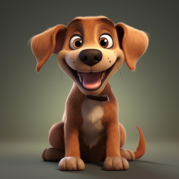 3d gerenderd cartoon personage van schattige hond