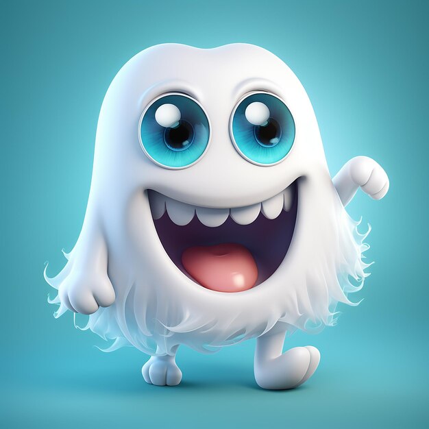 3d gerenderd happy ghost monster baby