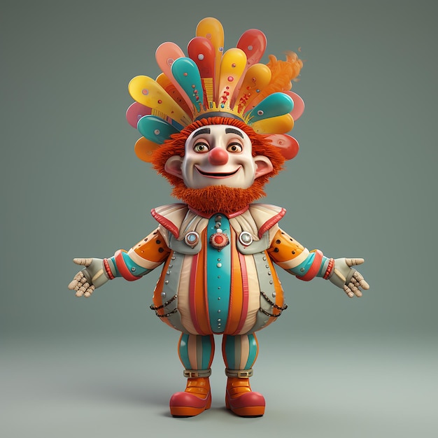 3d gerenderd leuk carnaval personage