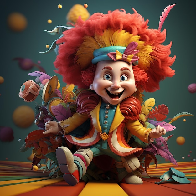 3d gerenderd leuk carnaval personage