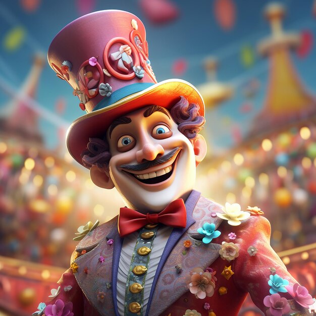 3d gerenderd leuk carnaval personage