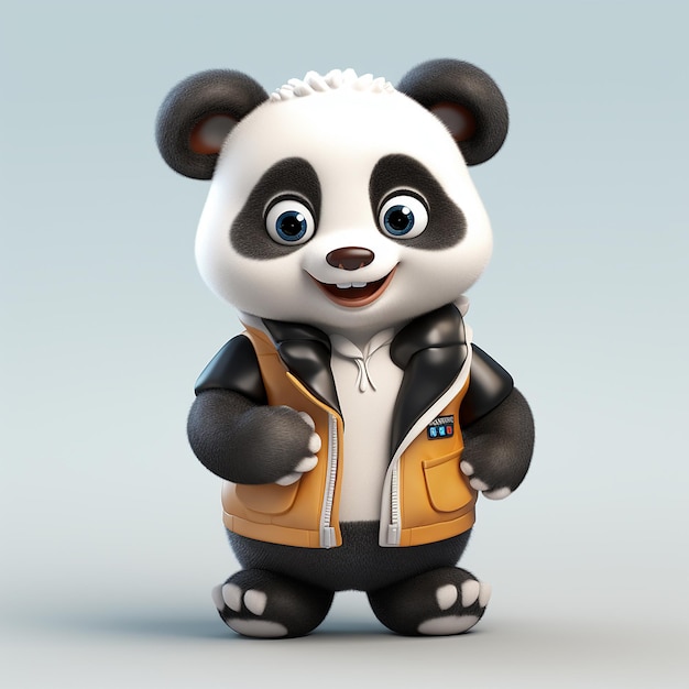 Foto 3d gerenderd schattige panda antropomorfe mens-achtige dierlijke personage