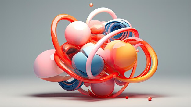 3D gerenderde abstracte kleurrijke geometrische vormen scène