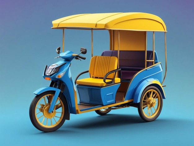 3D gerenderde auto rickshaw op gradiënt achtergrond Generatieve AI