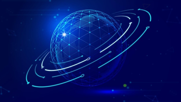 3D-gerenderde blauwe digitale Earth Internet-technologieachtergrond