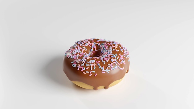 3D-gerenderde cartoon donuts witte achtergrond