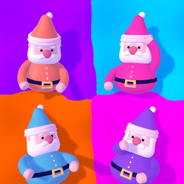 3D-gerenderde cartoon Santa Claus-portretkunst