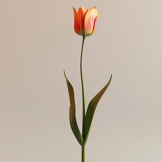 3d gerenderde foto's van licht naar beneden gekanteld 1d Een bloeiende tulp eenvoudige stijl gewone achtergrond