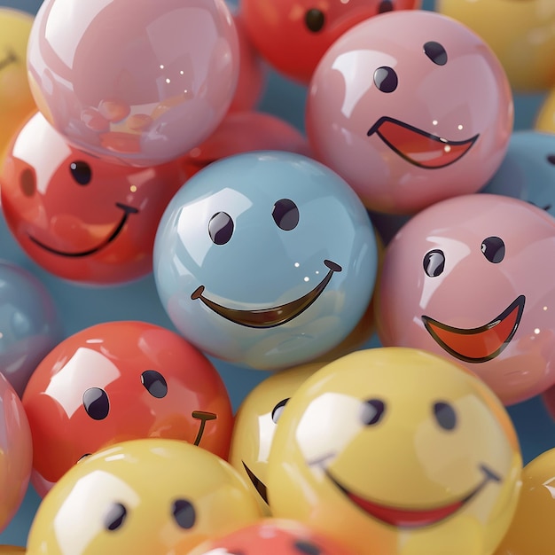 3D gerenderde foto's van smiley stickers in verschillende stijlen hoge resolutie HD foto's