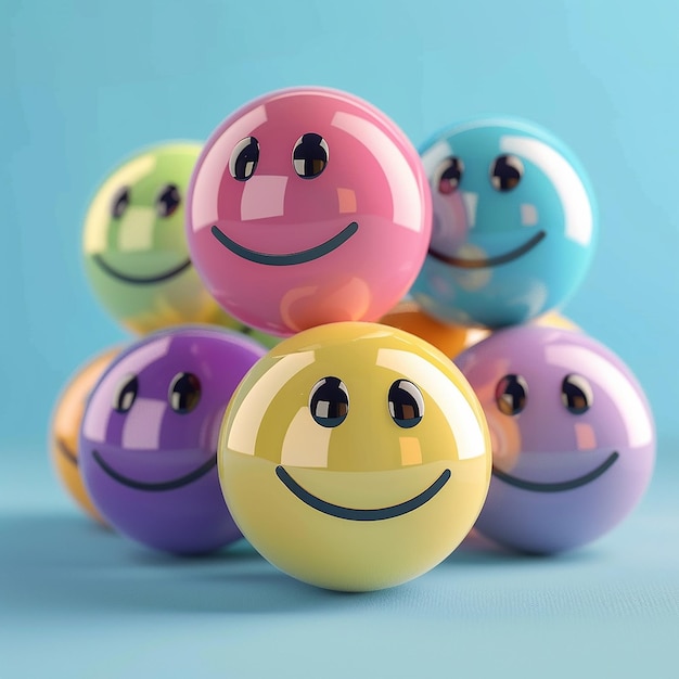 3D gerenderde foto's van smiley stickers in verschillende stijlen hoge resolutie HD foto's