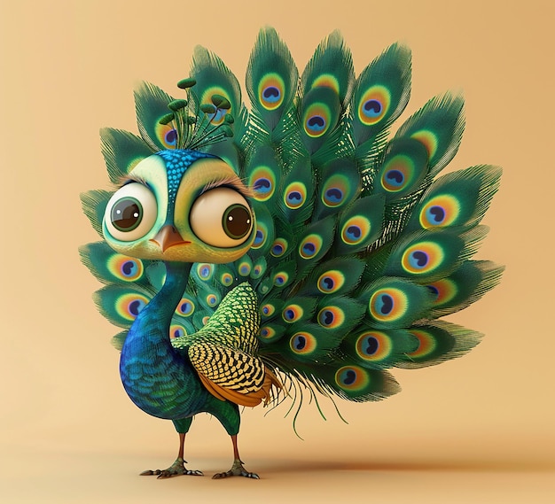 3D gerenderde foto van een pauw