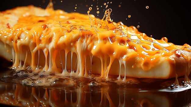 3D gerenderde foto van een plak pizza