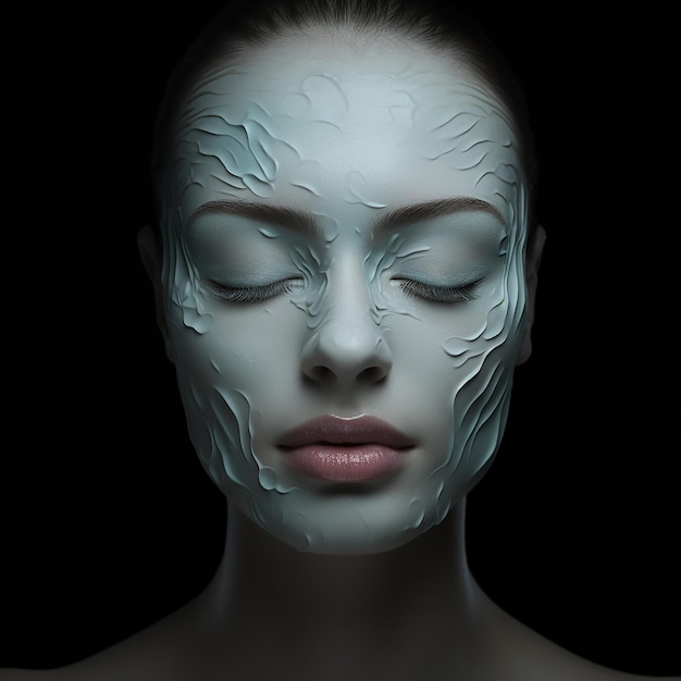 3D-gerenderde foto van menselijk gezicht met make-up