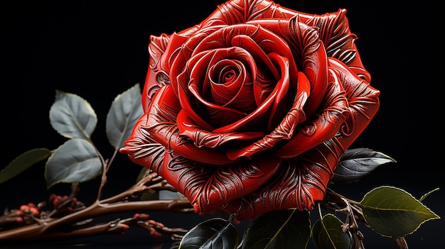 3D-gerenderde foto van prachtig rozenontwerp
