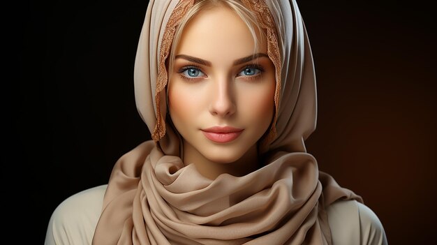 3D-gerenderde foto van schattig hijabmeisje