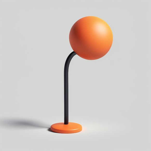 3D gerenderde illustratie van een oranje bal met een stok 3D geranderde illustraties van oranje bal wi