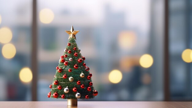 3D-gerenderde kleine minimale kerstboom op tafel