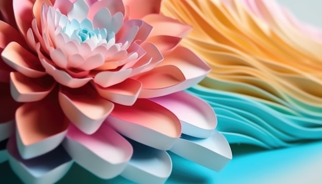 3D-gerenderde kleurrijke 3D-bloemen generatieve Ai