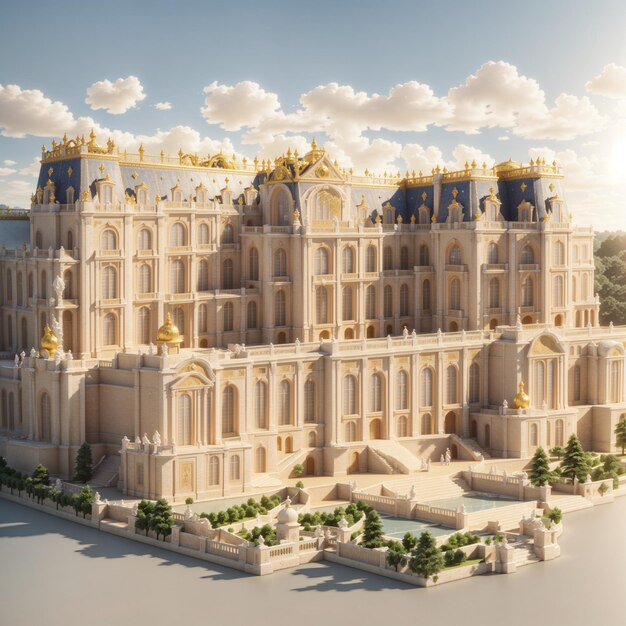 3D-gerenderde Paleis van Versailles