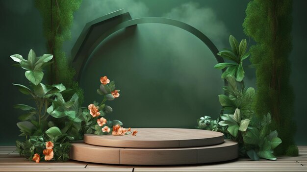 3D gerenderde podium mockup display voor productpresentatie AI gegenereerde foto