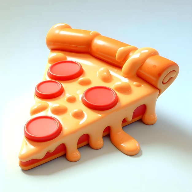 3d gesmolten kaas van pizza met worst op schone achtergrond voedsel illustratie