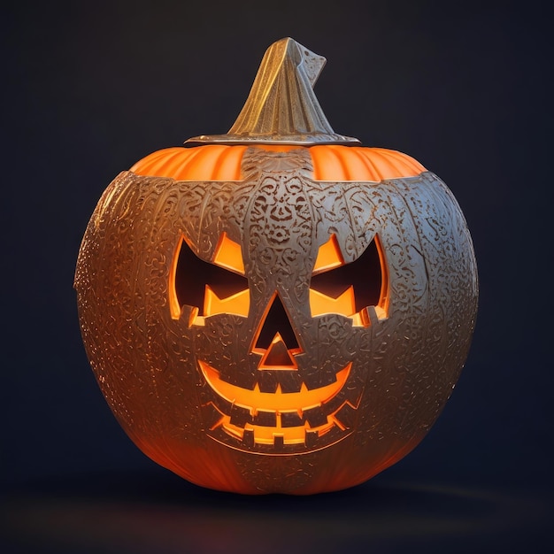 3D gesneden gotische Halloween-pompoenhefboom o lantaarn met kwade ogen en gezicht