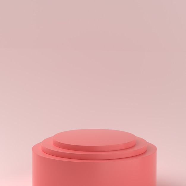 3D gestapeld podium voor productweergave met roze kleur