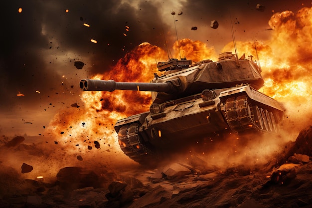 3D-gevecht tank vuur oorlog