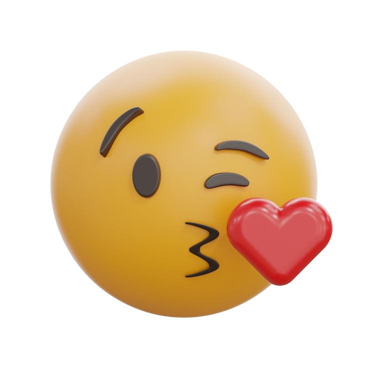 Foto 3d gezicht blazen een kus emoji