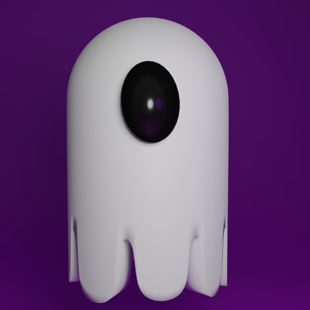 Photo 3d ghost with eye in purple background