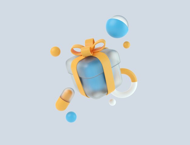 3d gift box cartoon rendering isolated