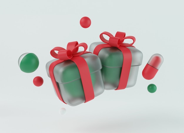 3d gift box cartoon rendering isolated