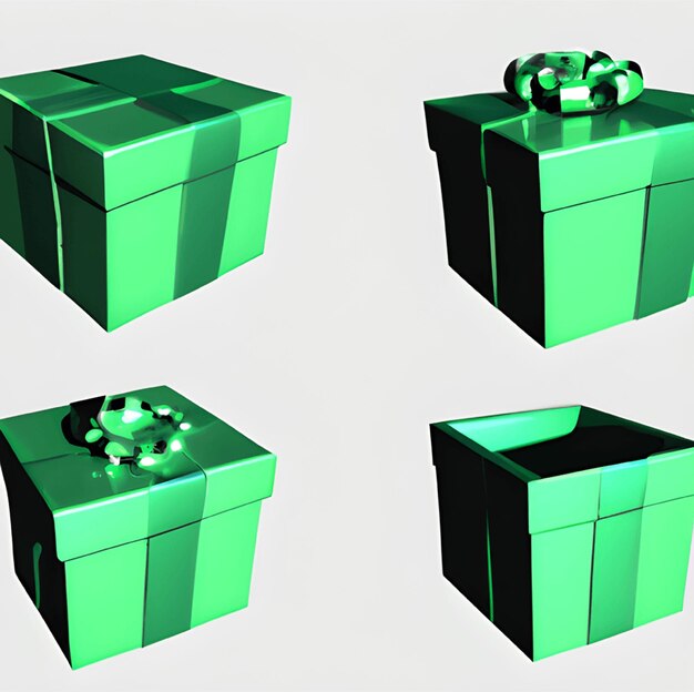 3d gift box element set generative ai