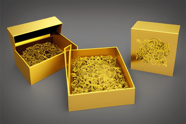 3D gift box element set Generative AI