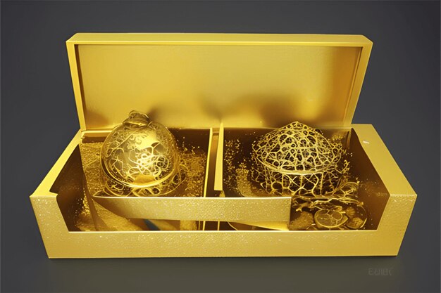 3D gift box element set Generative AI