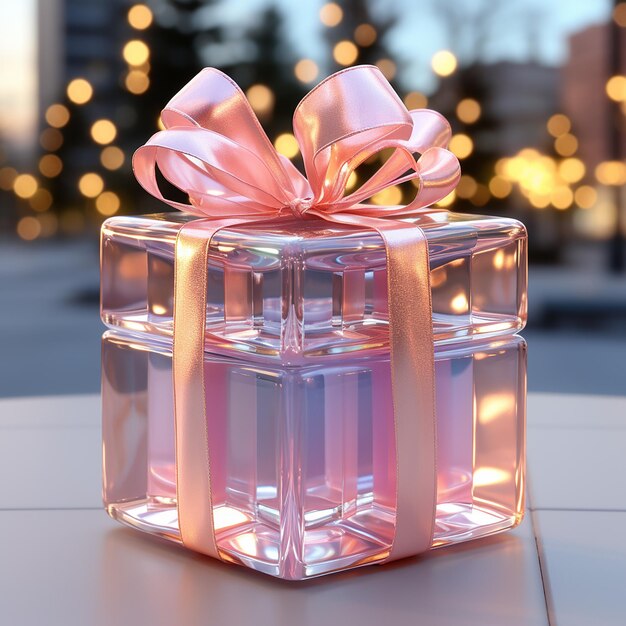 Photo 3d gift box in gradient colors christmad gift concept