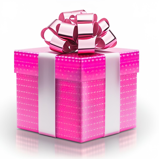 3d gift box on isolated white background. Birthday, celebration, 3d packaging