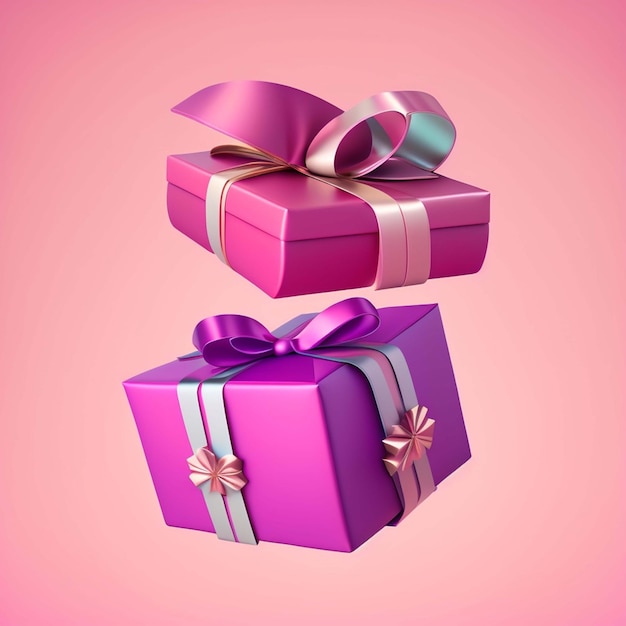 3D Gift box with Ribbon