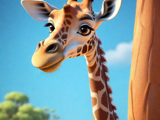 A 3d giraffe cartoon character