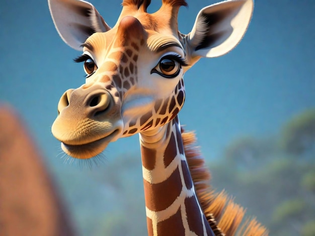 A 3d giraffe cartoon character