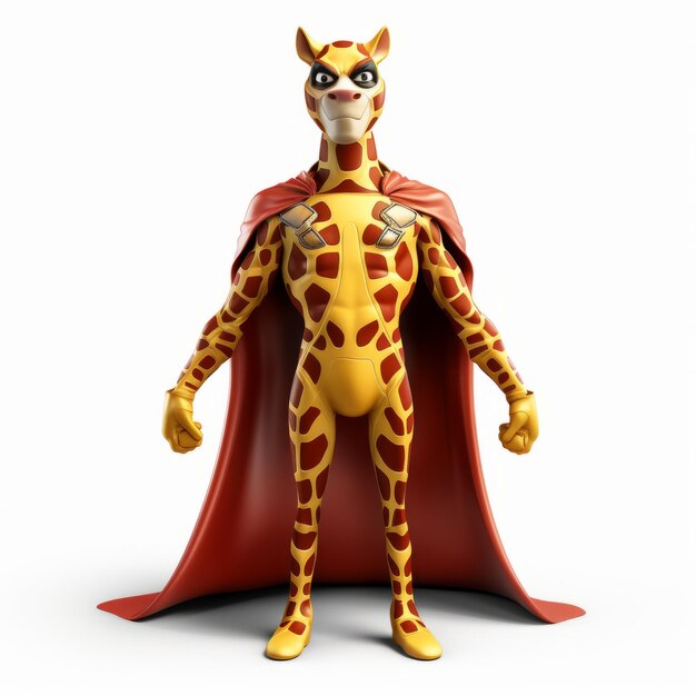 Photo 3d giraffe superhero in eccentric costume highly detailed animal character model