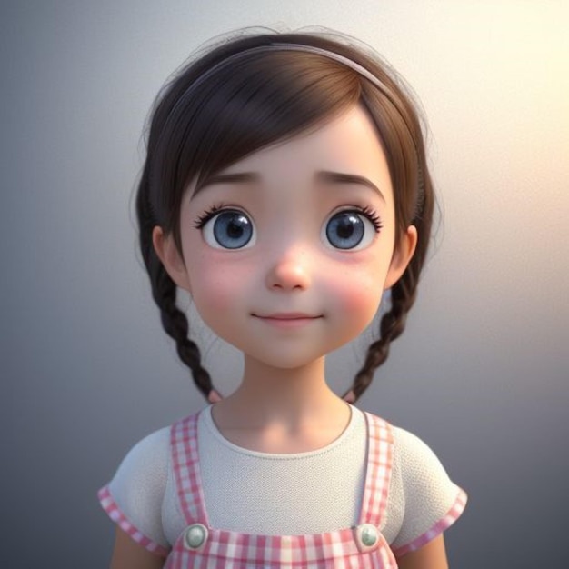 Photo 3d girl cartoon character