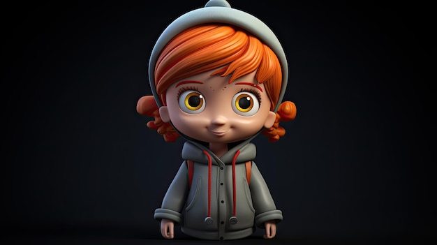 3D girl cute cartoon character ai generated