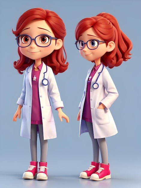 3D GIRL Doctor cartoon character