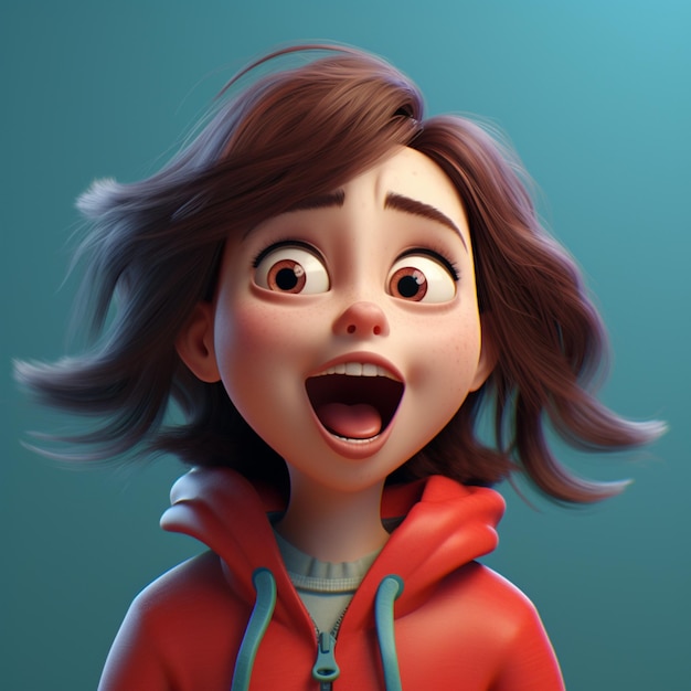 3d girl making a funny face