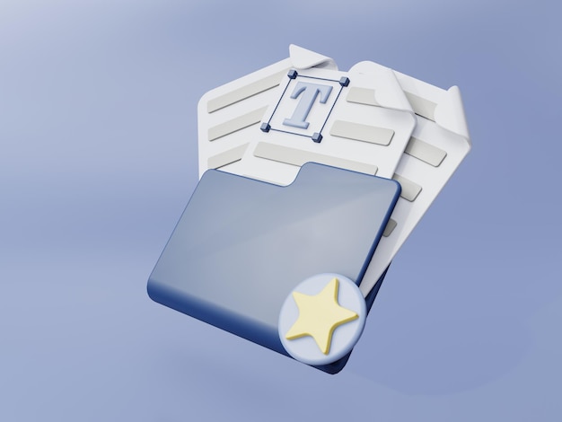 3D GIVE STAR OR FAVORITE TO FOLDER CONTAINED DOCUMENT PERFECT FOR ILLUSTRATION OR ICON