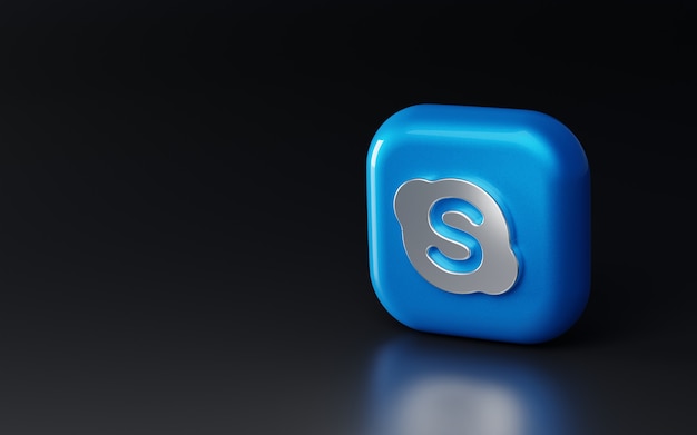 3d glanzend metallic skype-logo